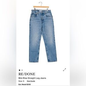 Re/Done straight leg Jeans size 26